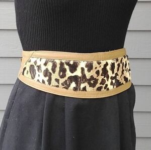 1970's VINTAGE LEATHER BELT animal print M